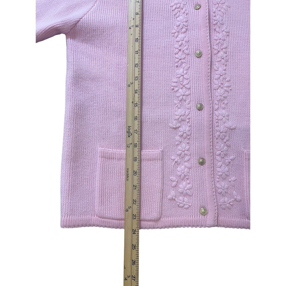 Essential Elements Pink Cardigan Sweater Med Petite Acrylic Button Grandmacore - Picture 3 of 6